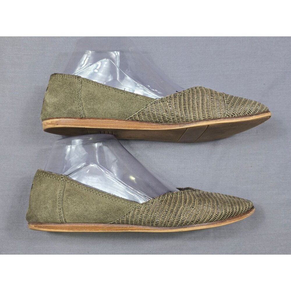 Toms Olive Green Textured Slip-On Flats W 7.5 - Picture 5 of 7